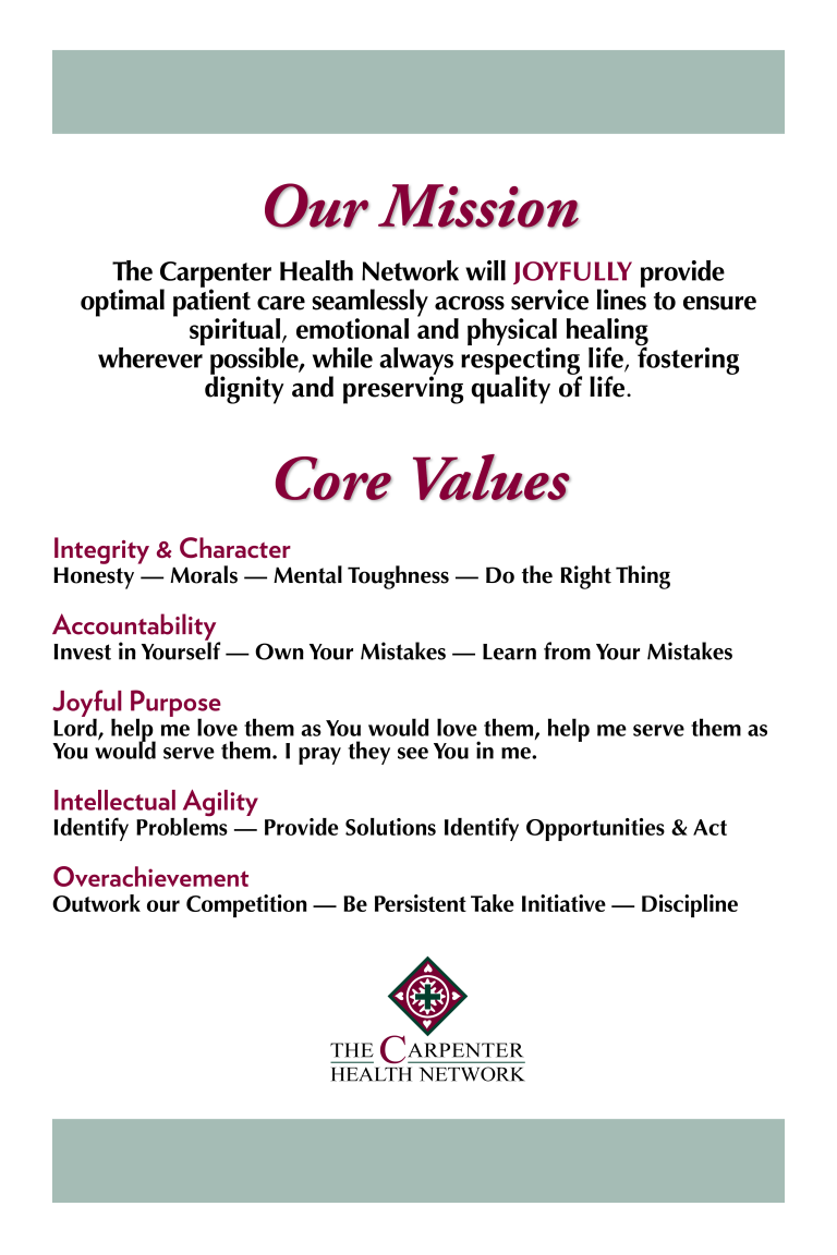 TCHN Mission Core Values Poster [24×36] – S & S Printing