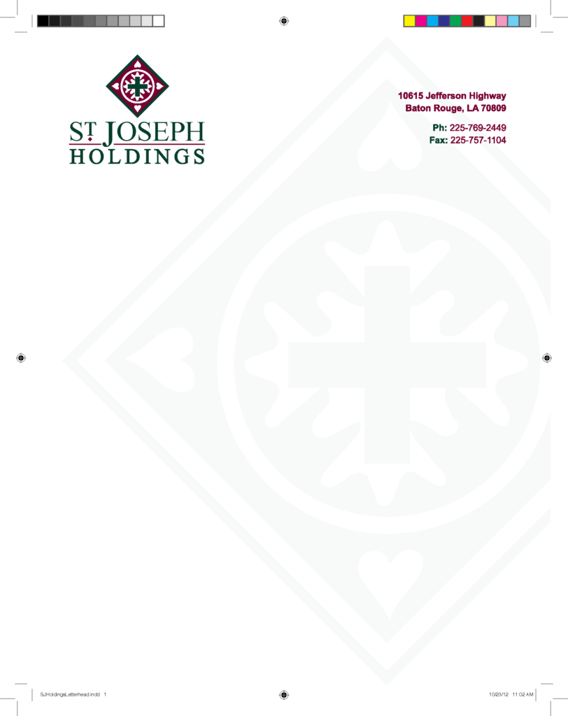 St. Joseph Holdings Letterheads S & S Printing