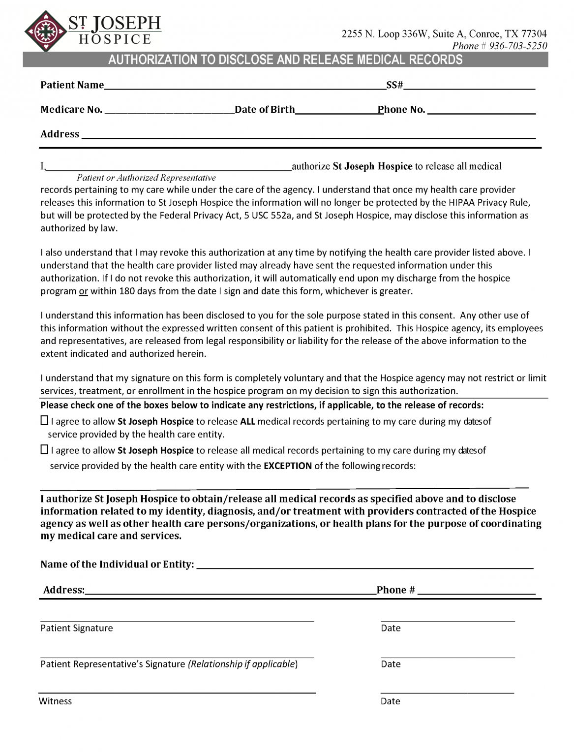 Authorization To Release Information Texas